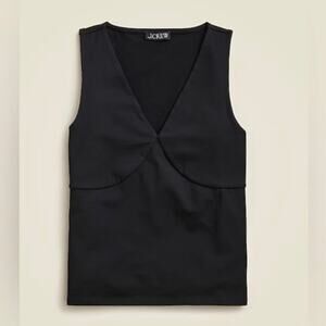 J.Crew Stretch Cotton Blend V Neck Black Top Size XS NWT